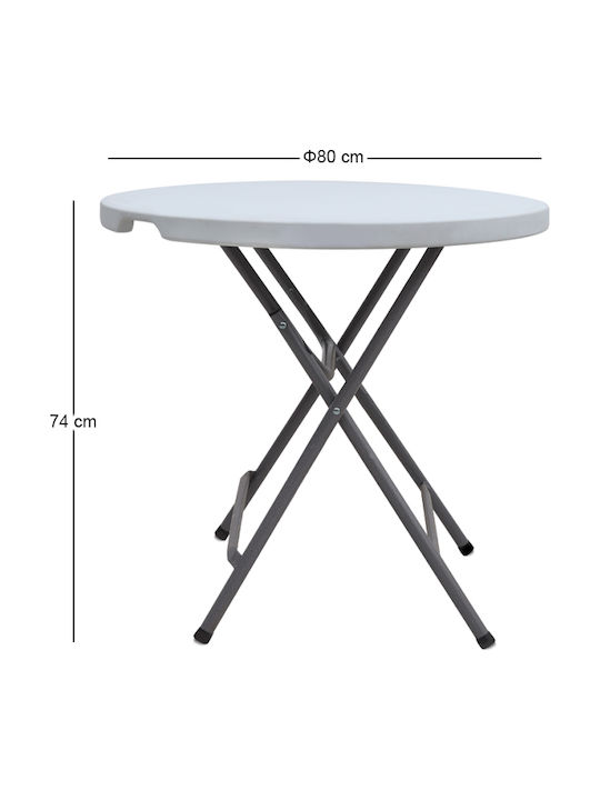 Plastic Catering Table for Small Outdoor Spaces Foldable with Metal Frame Capri Ice White 80x80x74cm