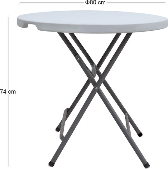 Plastic Catering Table for Small Outdoor Spaces Foldable with Metal Frame Capri Ice White 80x80x74cm