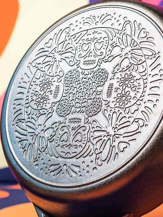 Lodge Sugar Skull Cast Iron Pan with Lid with Non-Stick Coating 30.48cm