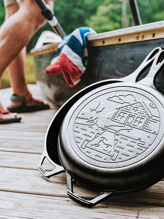 Lodge Wanderlust Series Double Cast Iron Pan with Lid with Ceramic Coating 26cm