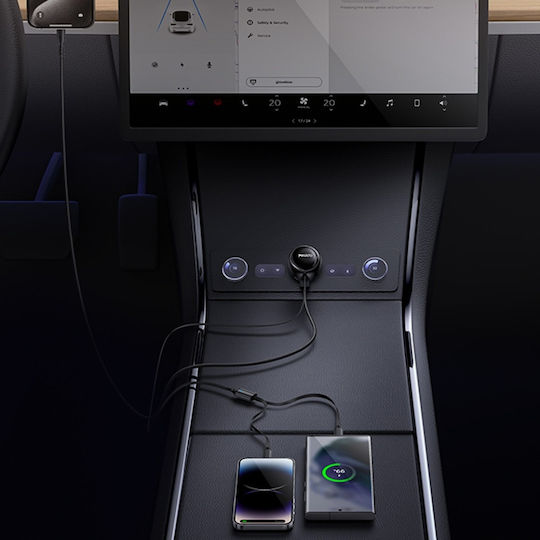 Yesido Автомобилен Заряден Уред 53W с Едно Гнездо 1xUSB-A с Кабел Lightning / Type-C Черен Цвят