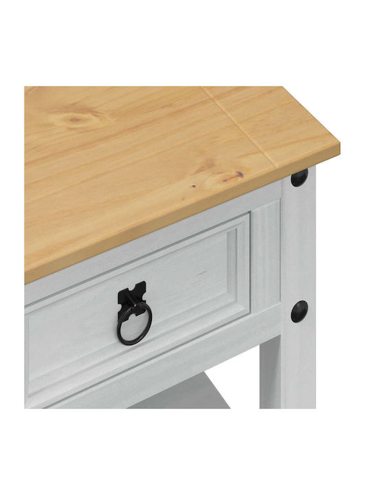 Rectangular Central Coffee Table Made of Solid Wood with Drawers White W85xD50xH45cm