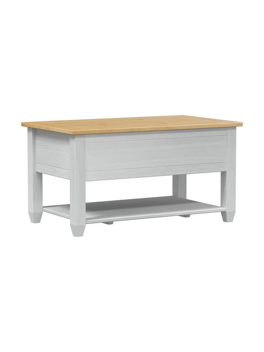Rectangular Central Coffee Table Made of Solid Wood with Drawers White W85xD50xH45cm