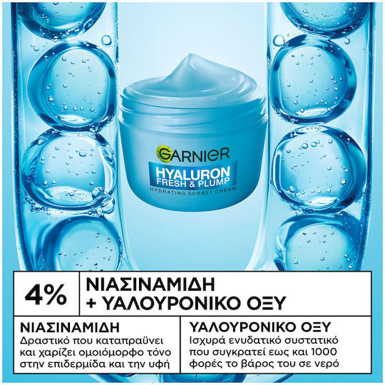 Garnier Hyaluron Fresh & Plump 24h Moisturizing Day Face Cream with Hyaluronic Acid 85ml