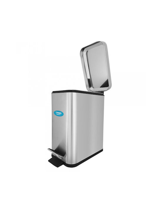 Limpio Waste Bin from Inox Steel with Pedal Silver 5lt