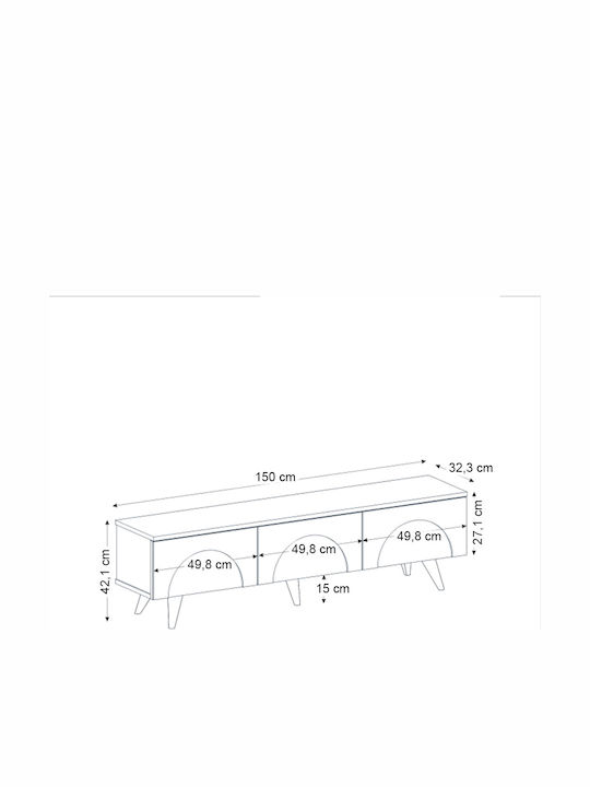TV Stand Bono White L150xD32.3xH42.1cm