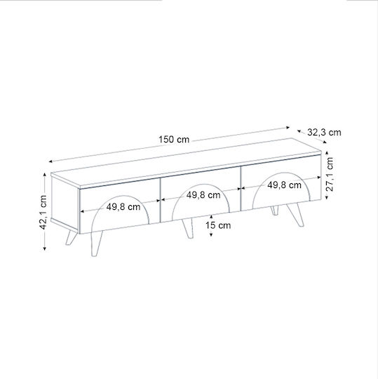 TV-Ständer Bono Weiß M150xP32.3xH42.1cm