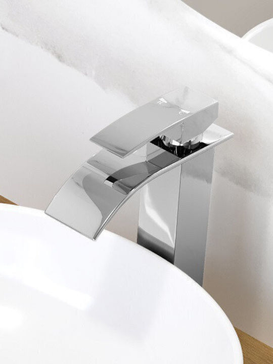 Granitan Mixing Sink Faucet Waterfall Tall Silver