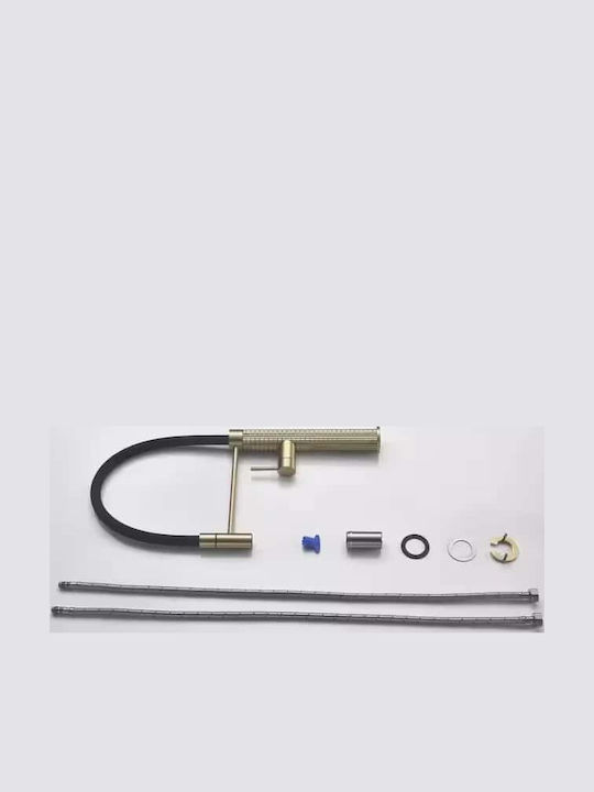 Kitchen Faucet Counter with Detachable Shower Gold