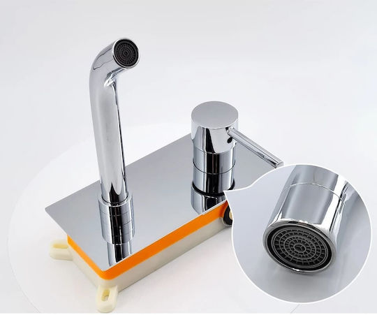 Set De Mixere Și Guriță Încorporate Pentru Lavabo Argintiu