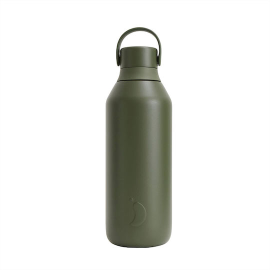 Chilly's Series 3 Sticlă Termos Oțel Inoxidabil Fără BPA 500ml Verde Cargo Cu Mâner