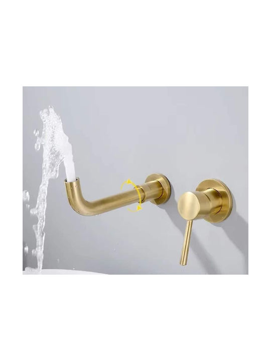 Set De Mixere Și Guriță Încorporate Pentru Lavabo Auriu