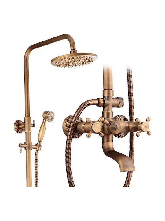 Coloană De Duș Cu Mixer De Cadă Aurie Reglabilă