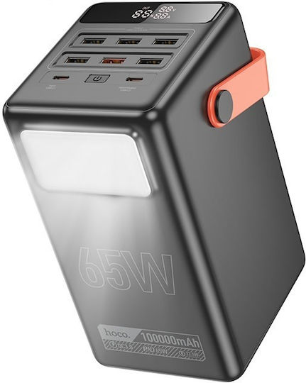 Hoco DB03 Max Power Bank 100000mAh 65W με 6 Θύρες USB-A και 2 Θύρες USB-C Μαύρο