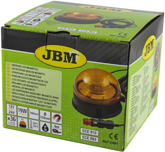 JBM Автомобилен фар LED 12 / 24V с Orange Осветление