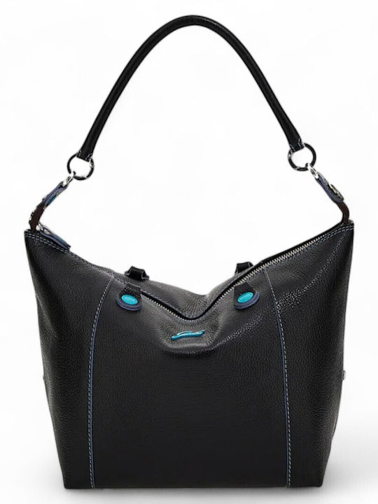 Leather Women's Shopper Backpack Blue