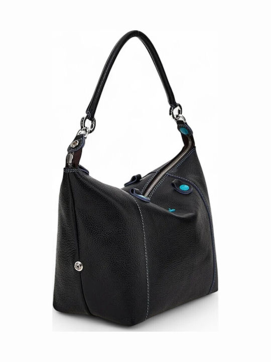 Leather Women's Shopper Backpack Blue