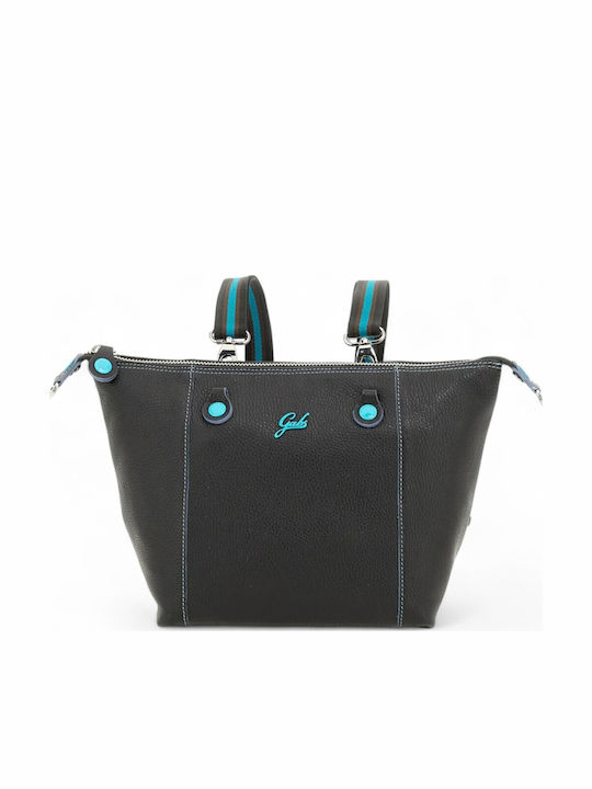 Leather Women's Shopper Backpack Blue