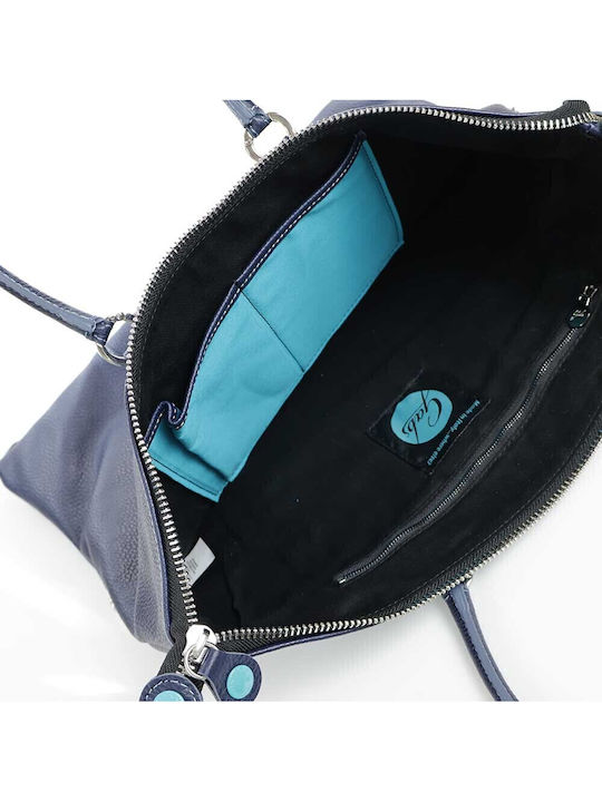 Leather Women's Shopper Backpack Blue