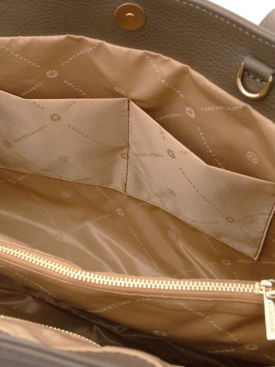 Leather Women's Shoulder Shopper Bag Gray