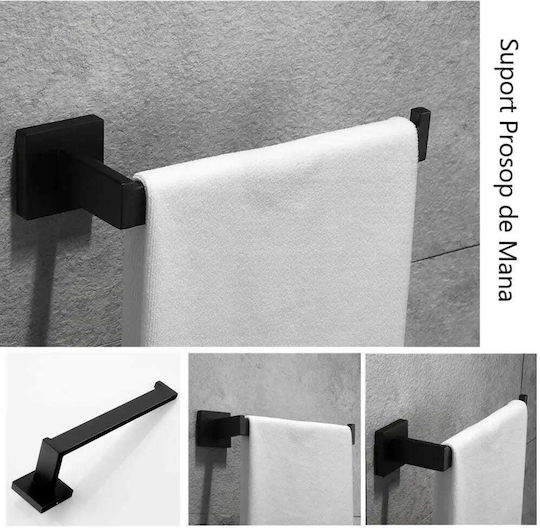 Set Montat Pe Perete De Accesorii Pentru Baie Inox Negru 4 Bucăți