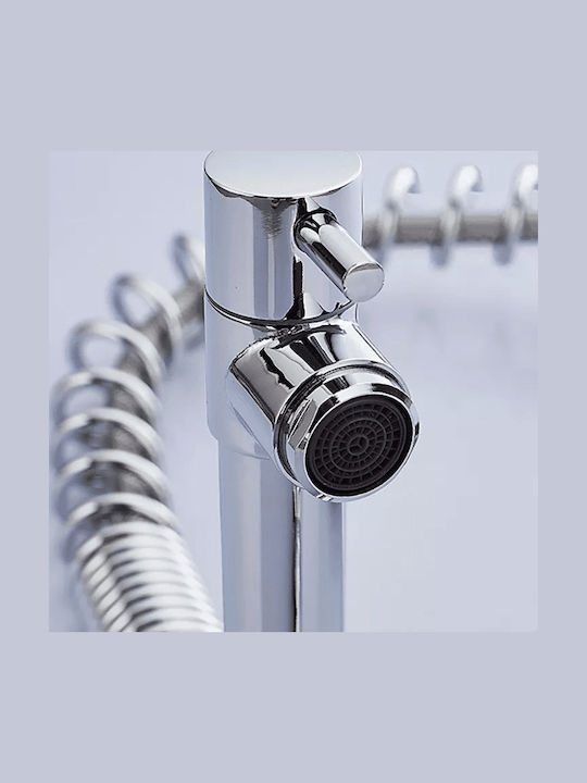 Küchenarmatur Zähler mit Dusche und Federhahn Silber Küchenarmatur Zähler mit Dusche und Federhahn Silber
