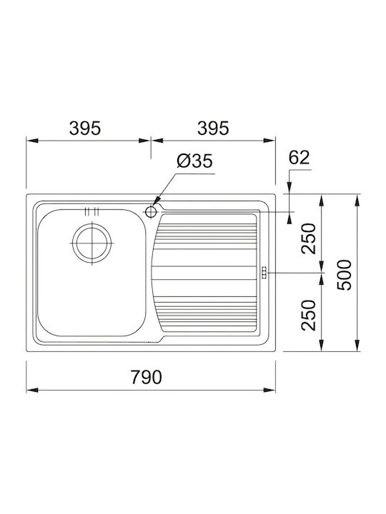 Franke Llx 611-79 Drop-In Kitchen Sink Inox L50xW79cm Gray