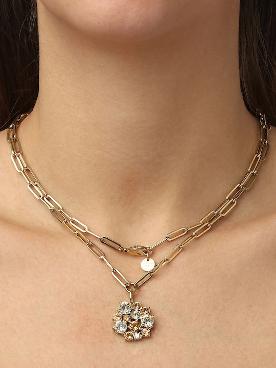 Dyrberg/Kern Necklace of Gold Plated Steel
