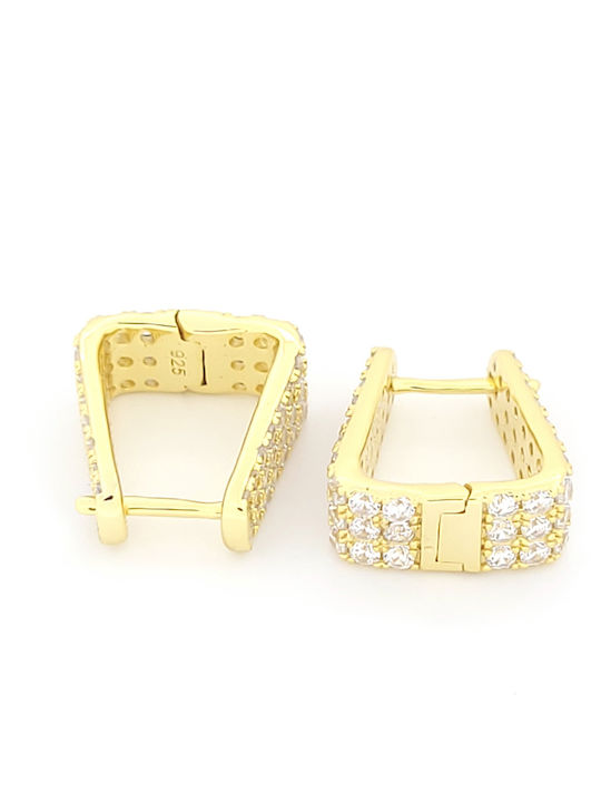 Silver Gold Plated Hoop Earrings with Stones