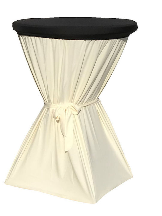 Masa Plastic Catering Pentru Spații Mici Exterioare Pliabilă Cu Ramă Metalică Ecru 80x80x110cm