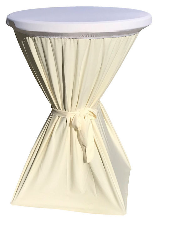 Masa Plastic Catering Pentru Spații Mici Exterioare Pliabilă Cu Ramă Metalică Ecru 80x80x110cm
