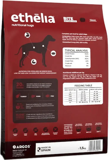 Ethelia Sterilised & Senior 1.5kg Dry Food For Elderly Neutered Dogs With Turkey Pork And Fish