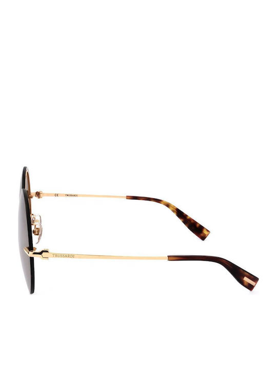 Trussardi Woman Sunglasses With Gold Frame And Brown Lens STR219F 300G