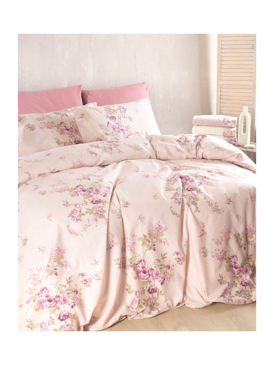 Rythmos Rythmos Baumwoll Bettbezug Set 160x250cm Einzel mit Kissenbezug Springtime Rosa