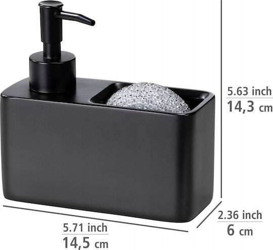 Wenko Dispenser Κουζίνας Πλαστικό με Θήκη για Σφουγγάρι Μαύρο 150ml