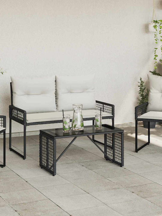 Sitting Room Table for Small Outdoor Spaces Rattan Black 80x40x40cm