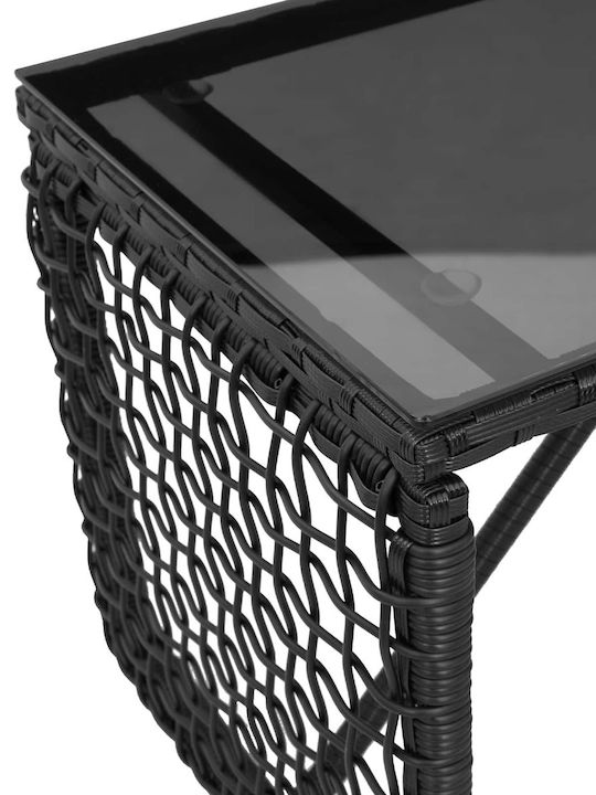 Sitting Room Table for Small Outdoor Spaces Rattan Black 80x40x40cm