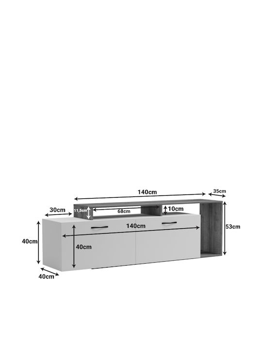 TV-Ständer Tobler Karydi-Schwarz Marmor M170xT40xH53cm