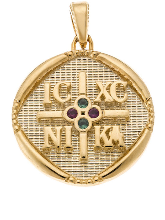 Charm Talisman Konstantin mit Steinen aus 9K Gold mit Zirkon