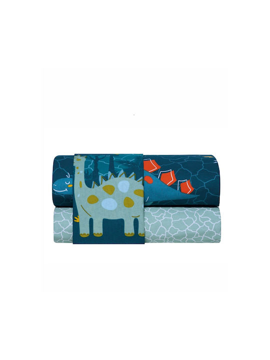 Kentia Semi Double Cotton Sheet Set Pachy Blue-mint 190x270cm 3pcs