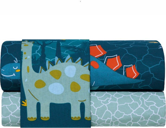 Kentia Σετ Σεντόνια Ημίδιπλα Βαμβακερά Pachy Blue-mint 190x270cm 3τμχ