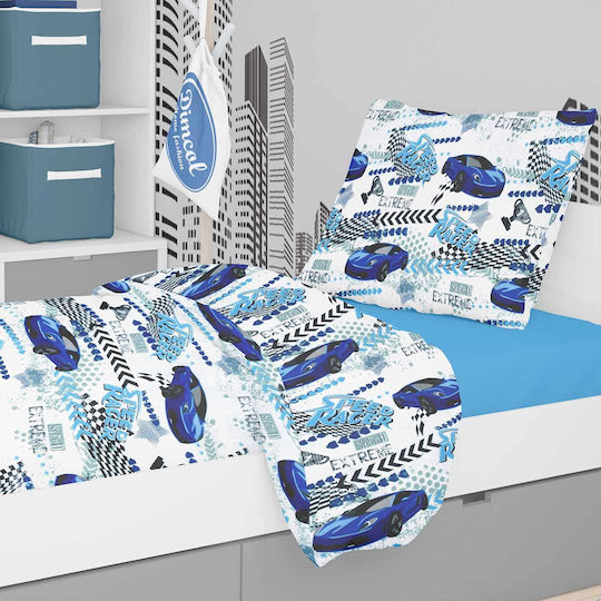 Dimcol Комплект чаршафи Единично Памучни White-blue 160x240см 3бр