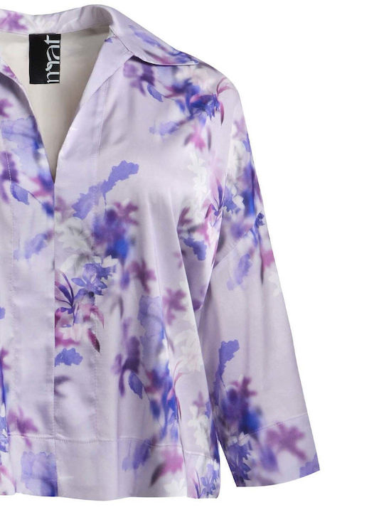 Women's Satin Floral Lilac Blouse
