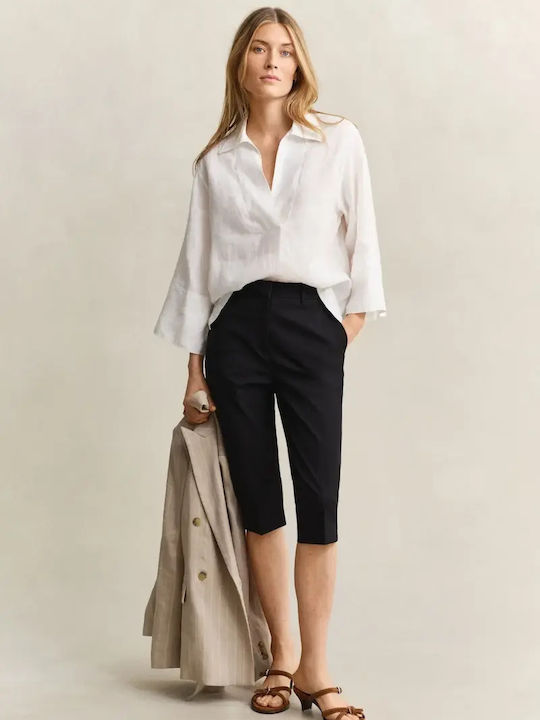 Summer Linen Tunic Short Sleeve with V-Neck White