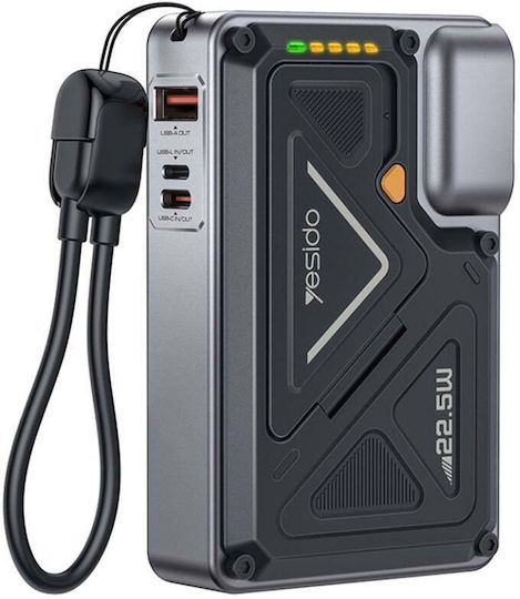 Yesido Baterie Externă MagSafe 10000mAh 22.5W cu Port USB-A și 2 Porturi USB-C Neagră