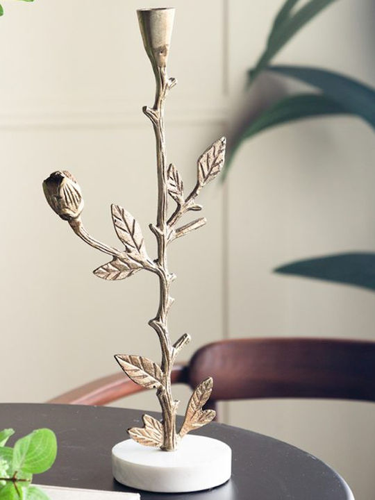 Artekko Metal Candle Holder in Gold Color 16.5x40.6x10.2cm