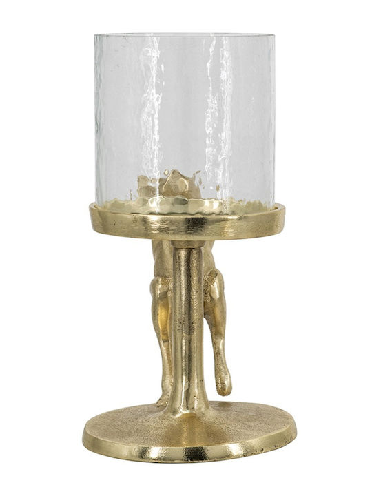 Artekko Metal Candle Holder in Gold Color 17.8x19x10.2 cm