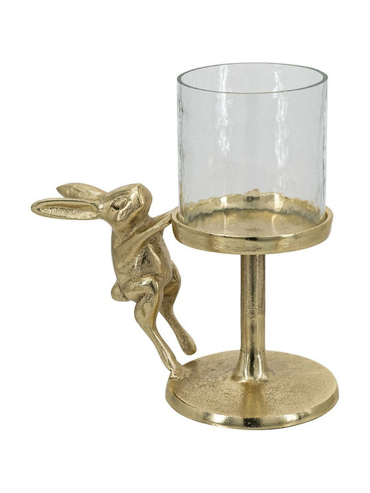 Artekko Metal Candle Holder in Gold Color 17.8x19x10.2 cm