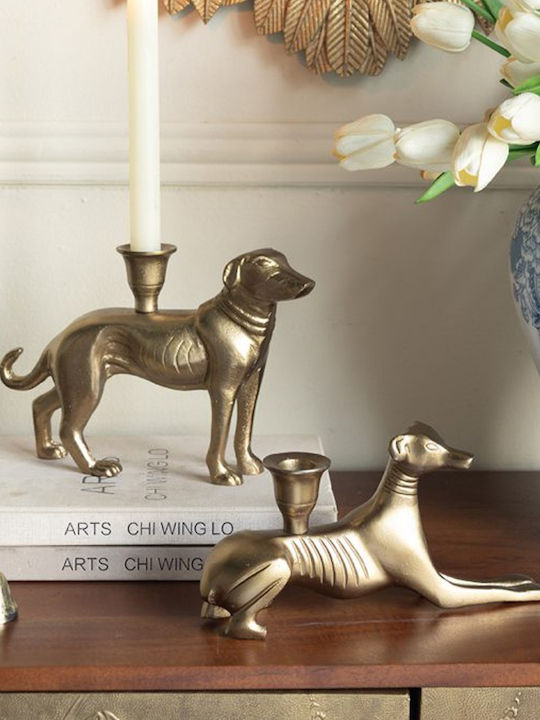 Artekko Metal Candle Holder in Gold Color 24x16.5x5cm