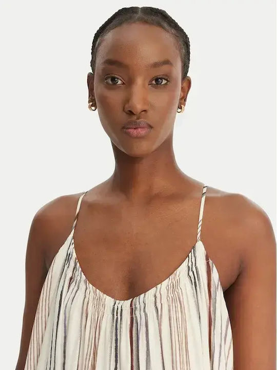 Sommer Maxi Kleid Ecru/Mehrfarbig